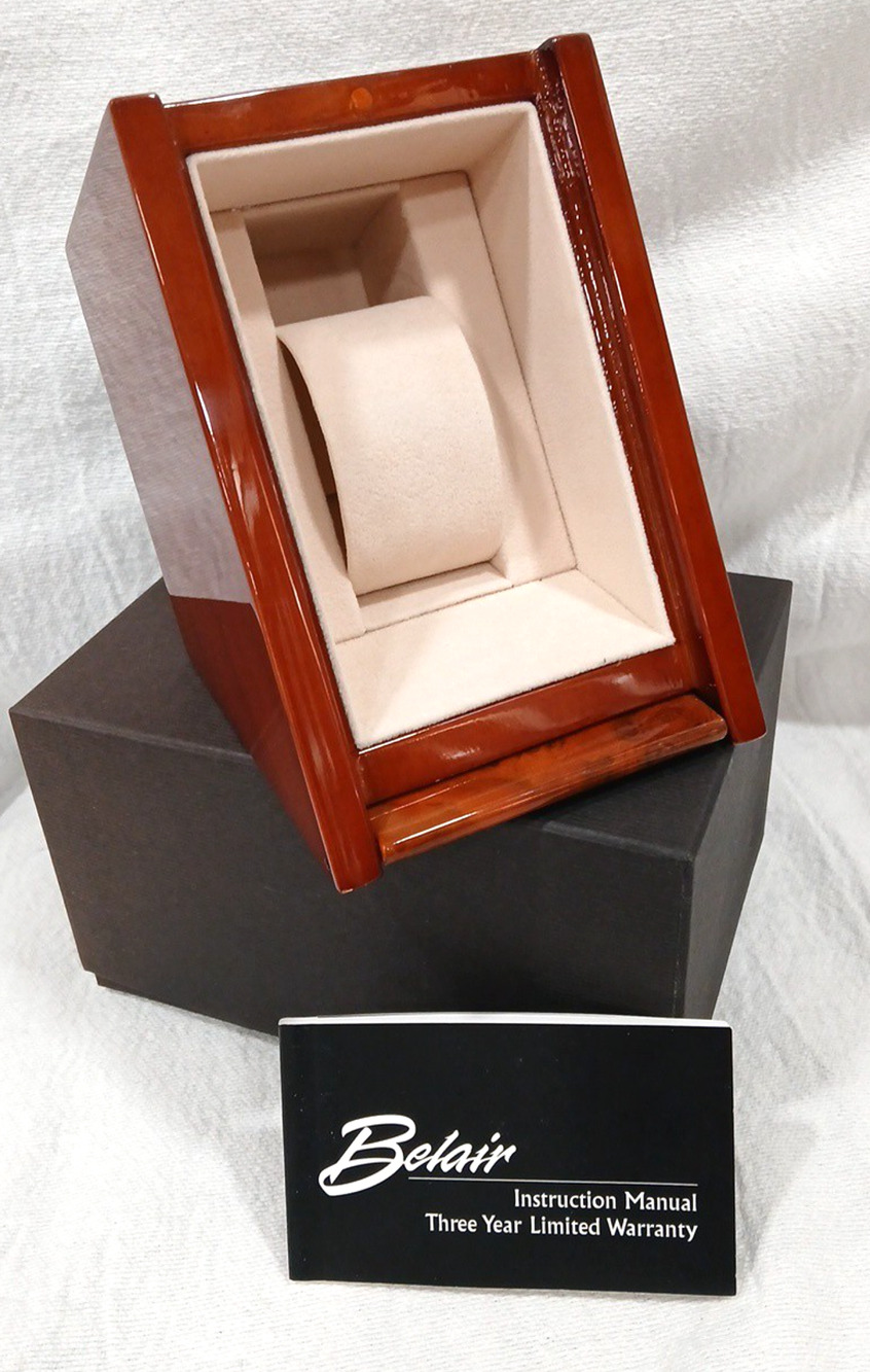 Belair Watch Display Presentation Box Brown Lacquered Case w/ Outer Box Manual